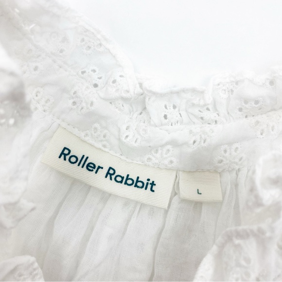 Roller Rabbit Janae Tiered Eyelet Lace Ruffle Tassel Dress Boho Beach White - Picture 13 of 14